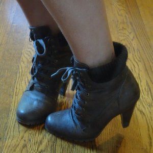 Brown Leather Bootie Heels (Forever 21)